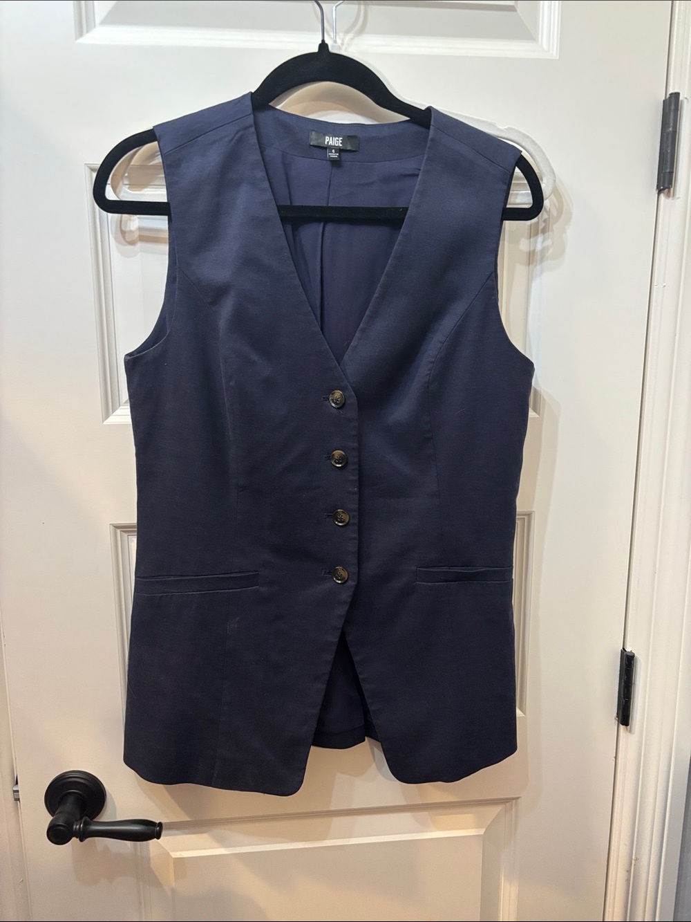 PAIGE Dark Navy Buttoned Tailored Vest